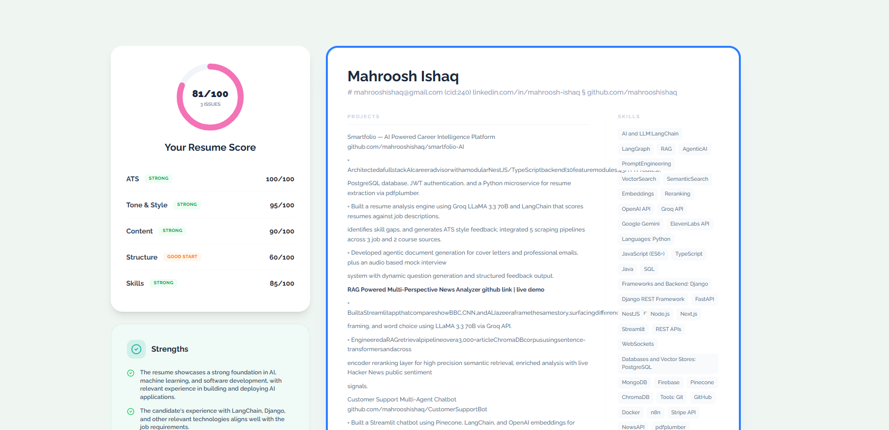 Resume Editor Preview